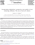 Cover page: Incorporating stakeholders' perspectives into models of new technology diffusion: The case of fuel-cell vehicles