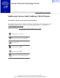 Cover page: Adolescent Versus Adult Stalking: A Brief Review