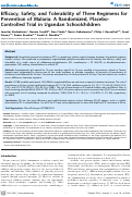 Cover page: Efficacy, safety, and tolerability of three regimens for prevention of malaria: a randomized, placebo-controlled trial in Ugandan schoolchildren.