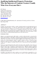 Cover page: Justifying Intellectual Property Protection: Why the Interests of Content-Creators Usually Wins over Everyone Else's