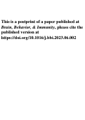 Cover page: The future is dynamic: A call for intensive longitudinal data in immunopsychiatry.