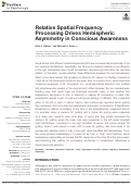 Cover page: Relative Spatial Frequency Processing Drives Hemispheric Asymmetry in Conscious Awareness