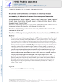 Cover page: Structural and functional correlates of olfactory reward processing in behavioral variant frontotemporal dementia.