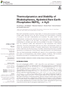 Cover page: Thermodynamics and Stability of Rhabdophanes, Hydrated Rare Earth Phosphates REPO4 · n H2O