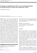 Cover page: Designing and implementing effective venous thromboembolism prevention protocols: lessons from collaborative efforts