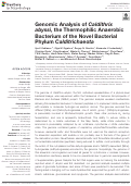 Cover page: Genomic Analysis of Caldithrix abyssi, the Thermophilic Anaerobic Bacterium of the Novel Bacterial Phylum Calditrichaeota