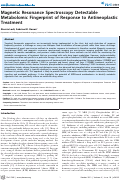 Cover page: Magnetic Resonance Spectroscopy Detectable Metabolomic Fingerprint of Response to Antineoplastic Treatment