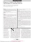 Cover page: Diagnostic Validity of the Dementia Questionnaire for Alzheimer Disease