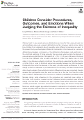 Cover page: Children Consider Procedures, Outcomes, and Emotions When Judging the Fairness of Inequality.