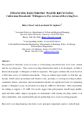 Cover page: FINANCING ELECTRONIC WASTE RECYCLING - Californian Households’ Willingness to Pay Advanced Recycling Fees