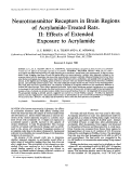 Cover page: Neurotransmitter receptors in brain regions of acrylamide-treated rats. I: Effects of a single exposure to acrylamide