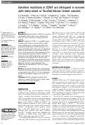 Cover page: Germline mutations in CDH1 are infrequent in women with early-onset or familial lobular breast cancers