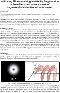 Cover page: Validating Microbunching Instability Suppression in Free-Electron Lasers via use of Laguerre-Gaussian Mode Laser Heater