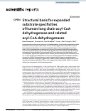 Cover page: Structural basis for expanded substrate specificities of human long chain acyl-CoA dehydrogenase and related acyl-CoA dehydrogenases