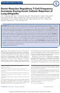 Cover page: Donor-Reactive Regulatory T Cell Frequency Increases During Acute Cellular Rejection of Lung Allografts