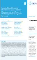 Cover page: Sample Identifiers and Metadata to Support Data Management and Reuse in Multidisciplinary Ecosystem Sciences