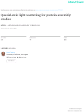 Cover page: Quasielastic light scattering for protein assembly studies.