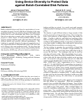 Cover page: Using device diversity to protect data against batch-correlated disk failures