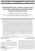 Cover page: Determining the body condition of short-tailed shearwaters: implications for migratory flight ranges and starvation events