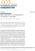 Cover page: Open questions in transplutonium coordination chemistry