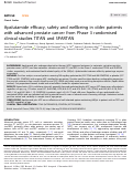 Cover page: Apalutamide efficacy, safety and wellbeing in older patients with advanced prostate cancer from Phase 3 randomised clinical studies TITAN and SPARTAN.