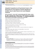 Cover page: Integrated Computational and Experimental Analysis of the Neuroendocrine Transcriptome in Genetic Hypertension Identifies Novel Control Points for the Cardiometabolic Syndrome