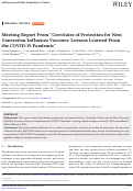 Cover page: Meeting Report From Correlates of Protection for Next Generation Influenza Vaccines: Lessons Learned From the COVID-19 Pandemic.