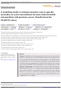 Cover page: A modeling study to estimate prostate cancer-specific mortality on active surveillance for men with favorable intermediate-risk prostate cancer: Results from the SEARCH cohort.