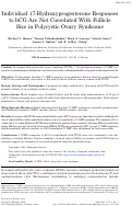 Cover page: Individual 17-Hydroxyprogesterone Responses to hCG Are Not Correlated With Follicle Size in Polycystic Ovary Syndrome