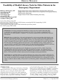 Cover page: Feasibility of Health Literacy Tools for Older Patients in the Emergency Department