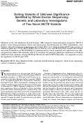 Cover page: Sorting Variants of Unknown Significance Identified by Whole Exome Sequencing: Genetic and Laboratory Investigations of Two Novel MCT8 Variants