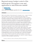 Cover page: Regional energy budget control of the intertropical convergence zone and application to mid-Holocene rainfall