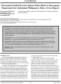 Cover page: Ultrasound-guided Erector Spinae Plane Block in Emergency Department for Abdominal Malignancy Pain: A Case Report