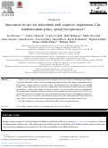 Cover page: Innovation in care for individuals with cognitive impairment: Can reimbursement policy spread best practices?