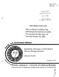 Cover page: RELIABILITY PLANNING IN DISTRIBUTED ELECTRIC ENERGY SYSTEMS