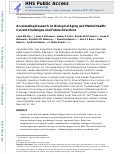 Cover page: Accelerating research on biological aging and mental health: Current challenges and future directions