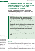 Cover page: Acute hemodynamic effects of inhaled sodium nitrite in pulmonary hypertension associated with heart failure with preserved ejection fraction