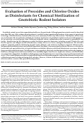 Cover page: Evaluation of Peroxides and Chlorine Oxides as Disinfectants for Chemical Sterilization of Gnotobiotic Rodent Isolators.