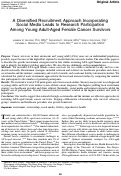 Cover page: A Diversified Recruitment Approach Incorporating Social Media Leads to Research Participation Among Young Adult-Aged Female Cancer Survivors