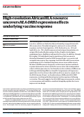 Cover page: High-resolution African HLA resource uncovers HLA-DRB1 expression effects underlying vaccine response.