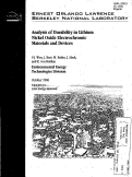 Cover page: Analysis of Durability in Lithium Nickel Oxide Electrochromic Materials and Devices