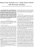 Cover page: Battery State Estimation for a Single Particle Model with Electrolyte Dynamics