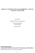 Cover page: PRE-PLAY COMMUNICATIONS AND CREDIBILITY: A TEST OF AUMANN'S CONJECTURE