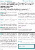 Cover page: Comparison of SARS-CoV-2 Reverse Transcriptase Polymerase Chain Reaction and BinaxNOW Rapid Antigen Tests at a Community Site During an Omicron Surge