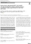 Cover page: Skeletal muscle mitochondrial DNA copy number and mitochondrial DNA deletion mutation frequency as predictors of physical performance in older men and women