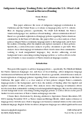 Cover page: Indigenous Language Teaching Policy in California/the U.S.: What’s Left Unsaid in Discourse/Funding