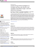 Cover page: Implementing artificial intelligence in Canadian primary care: Barriers and strategies identified through a national deliberative dialogue