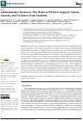 Cover page: Administrator Turnover: The Roles of District Support, Safety, Anxiety, and Violence from Students.