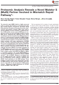 Cover page: Proteomic Analysis Reveals a Novel Mutator S (MutS) Partner Involved in Mismatch Repair Pathway*