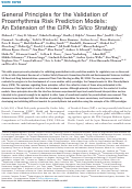 Cover page: General Principles for the Validation of Proarrhythmia Risk Prediction Models: An Extension of the CiPA In Silico Strategy